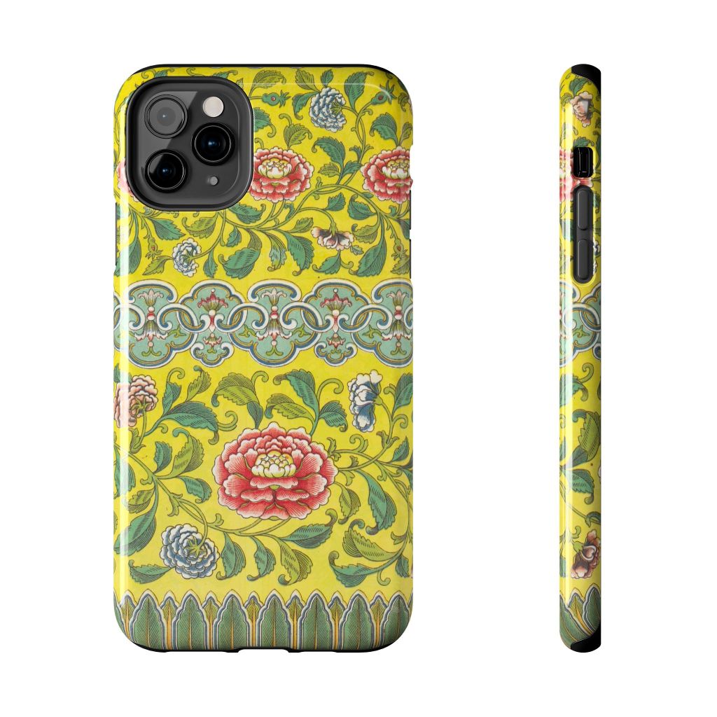 Owen Jones 114 or 53 Yellow with Coral Red Peonies