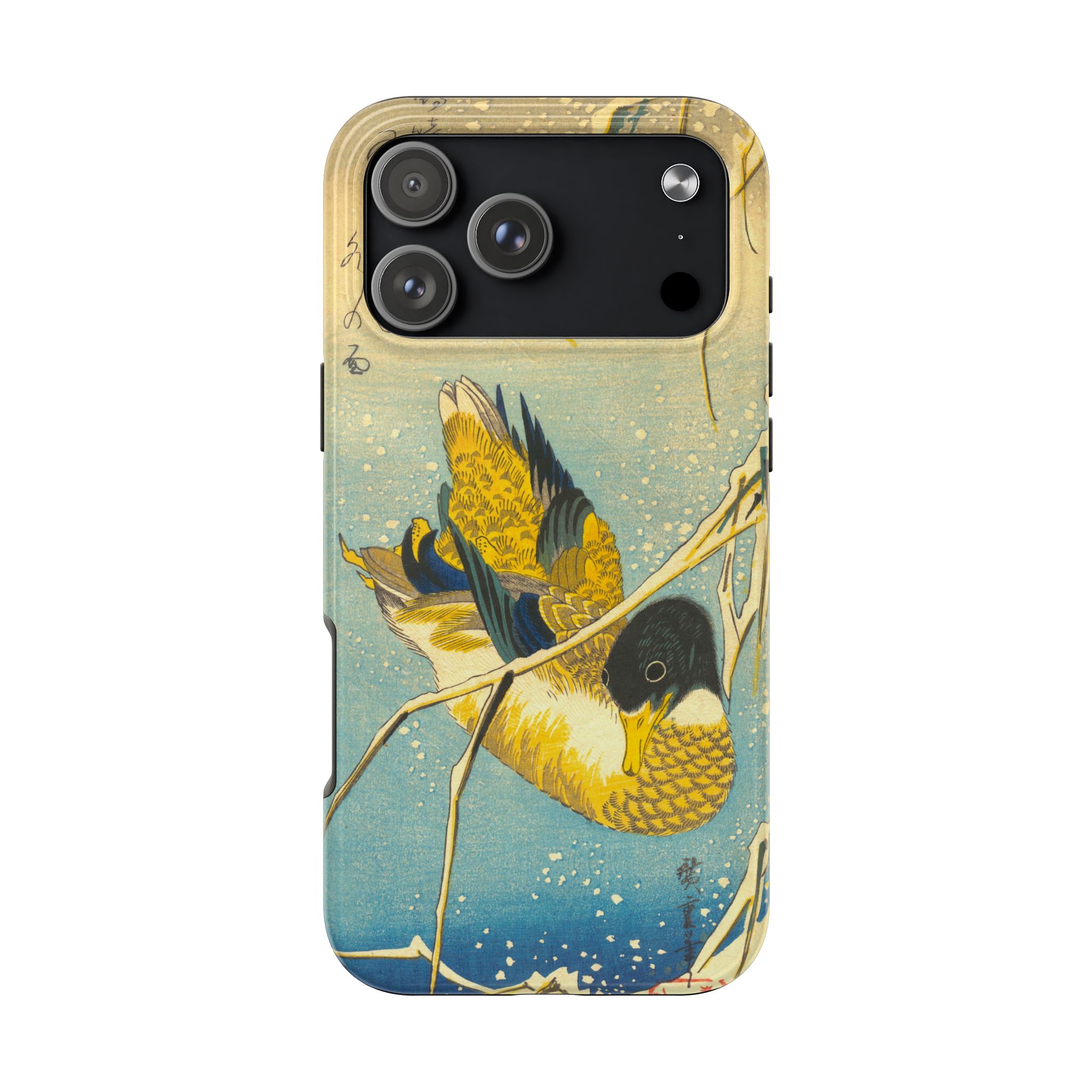 Hiroshige, Mallard Duck and Snow Covered Reeds Tough Phone Case - Image 35