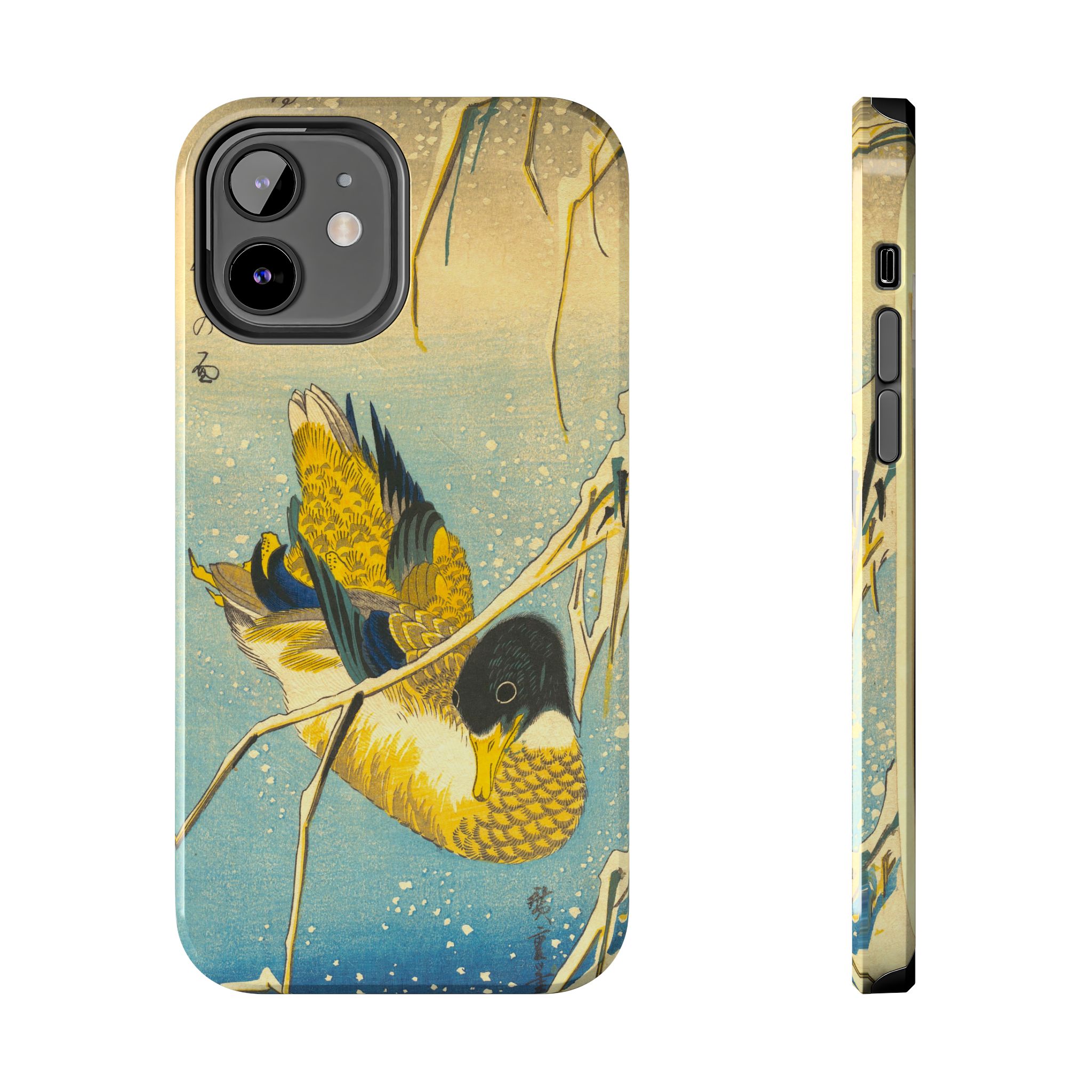 Hiroshige, Mallard Duck and Snow Covered Reeds Tough Phone Case - Image 9