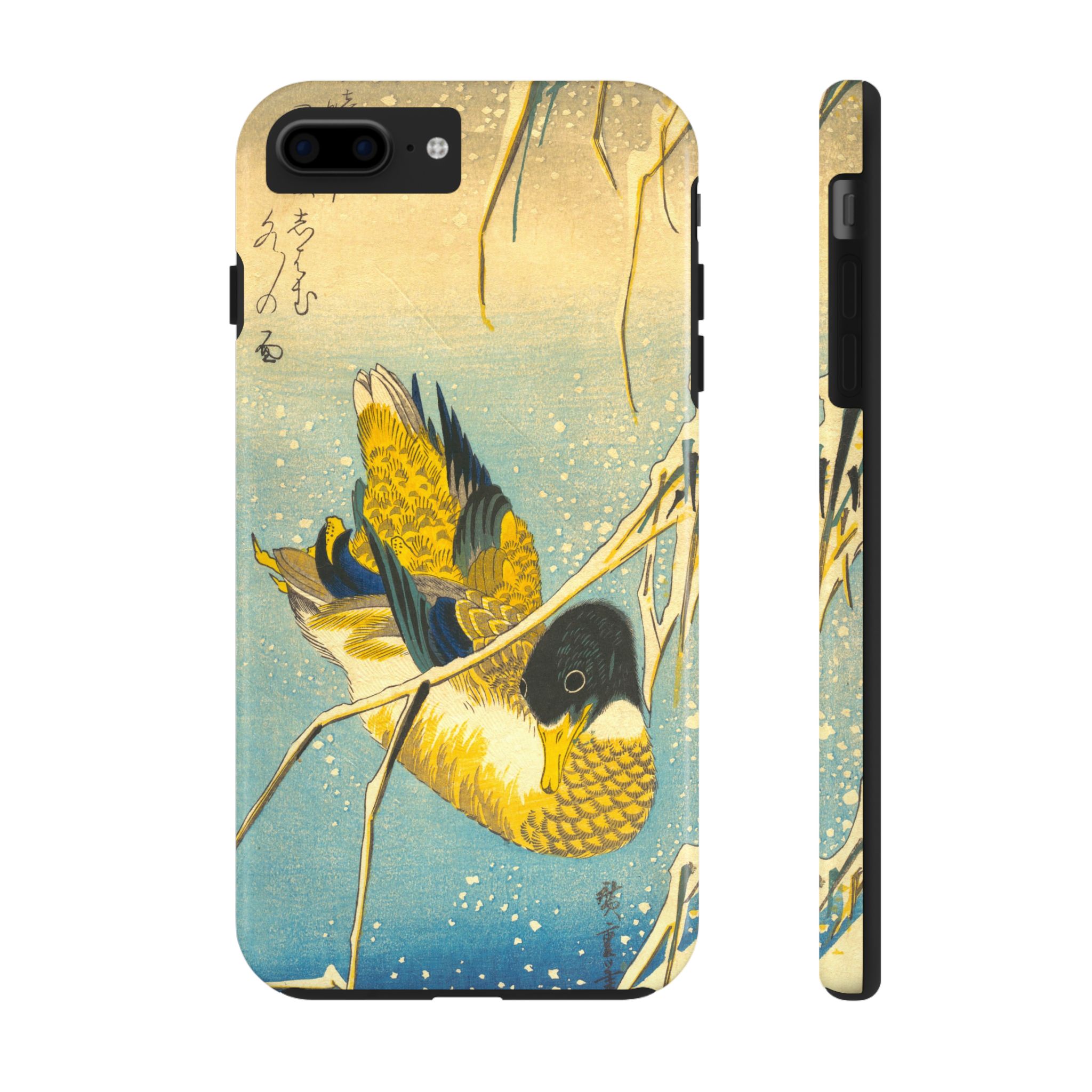 Hiroshige, Mallard Duck and Snow Covered Reeds Tough Phone Case