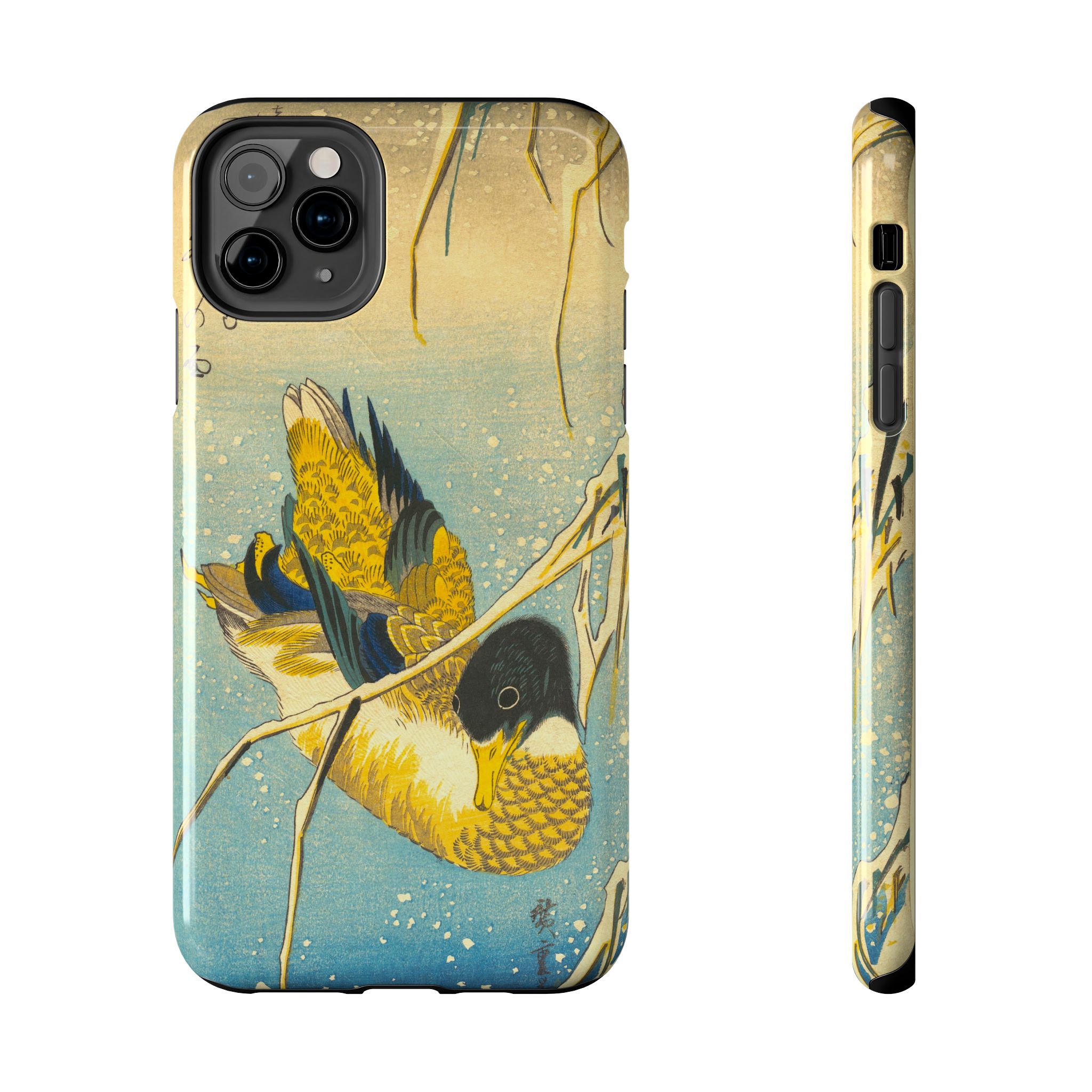 Hiroshige, Mallard Duck and Snow Covered Reeds Tough Phone Case - Image 8