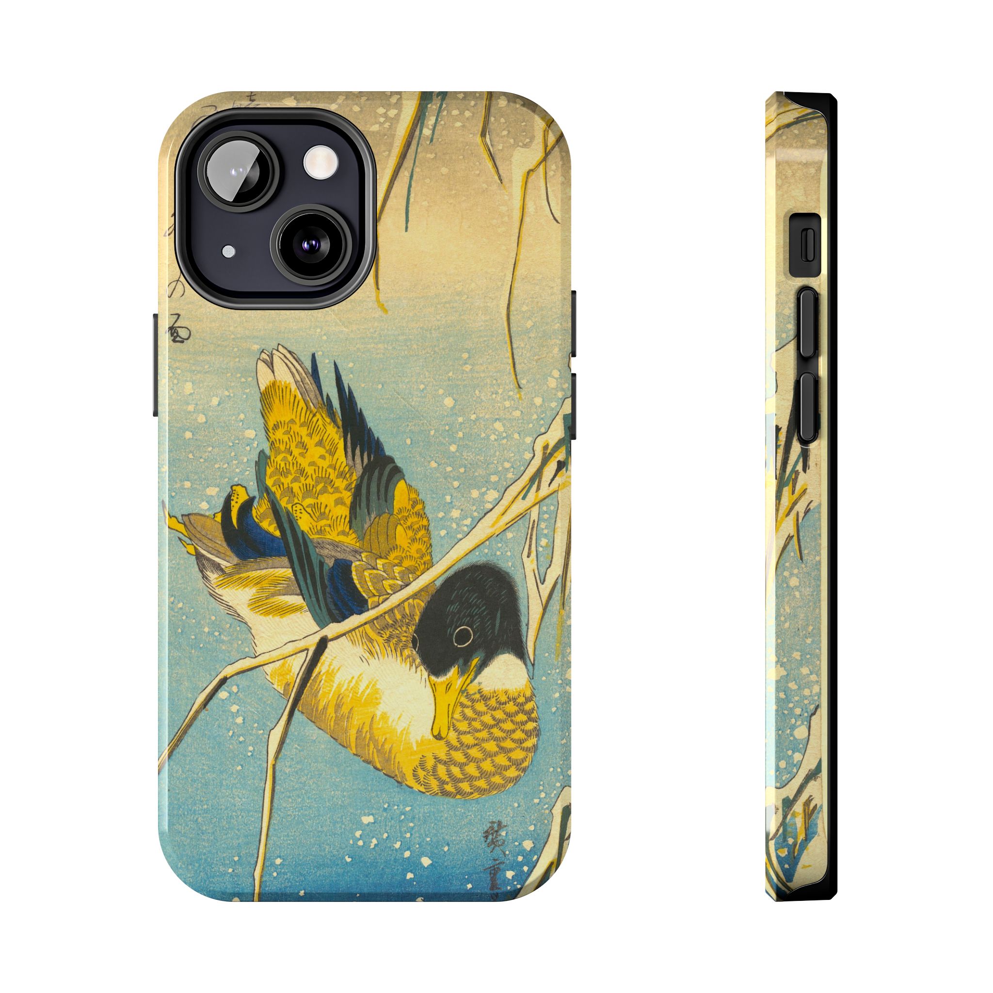 Hiroshige, Mallard Duck and Snow Covered Reeds Tough Phone Case - Image 14