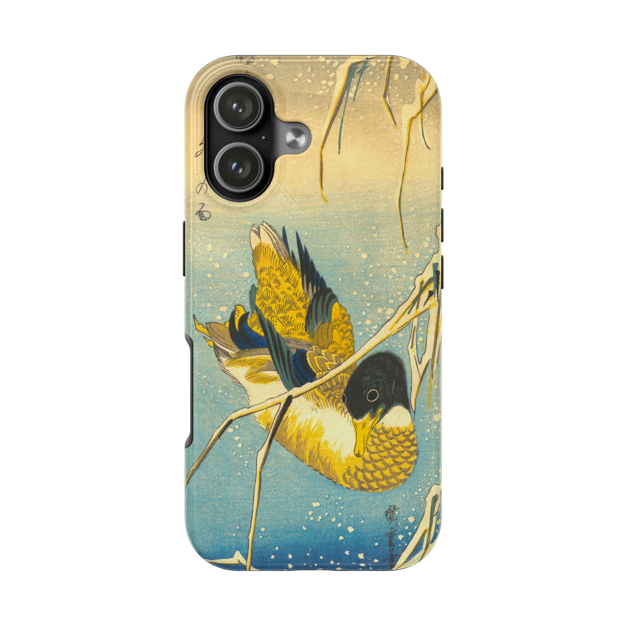 Hiroshige, Mallard Duck and Snow Covered Reeds Tough Phone Case - Image 33