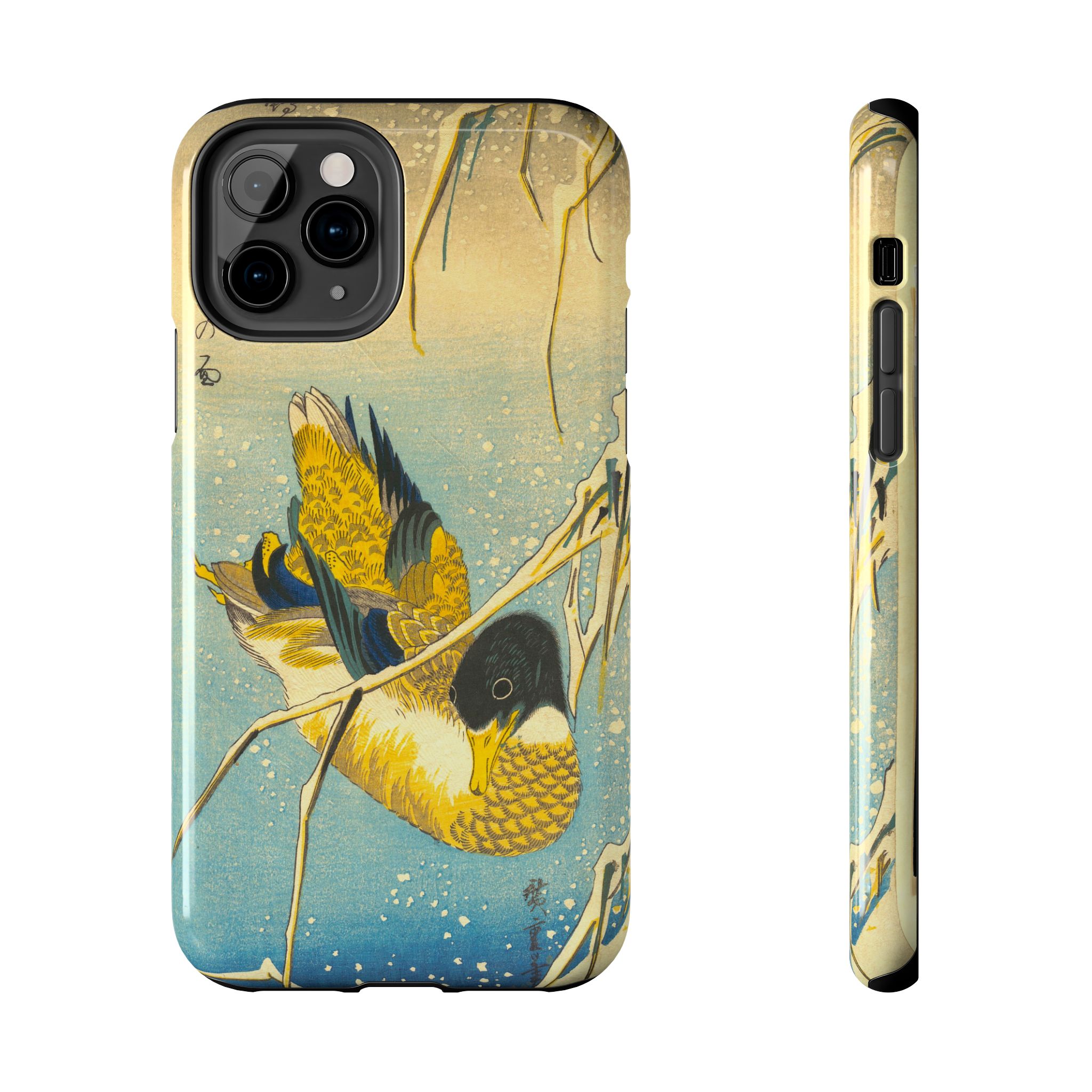 Hiroshige, Mallard Duck and Snow Covered Reeds Tough Phone Case - Image 7