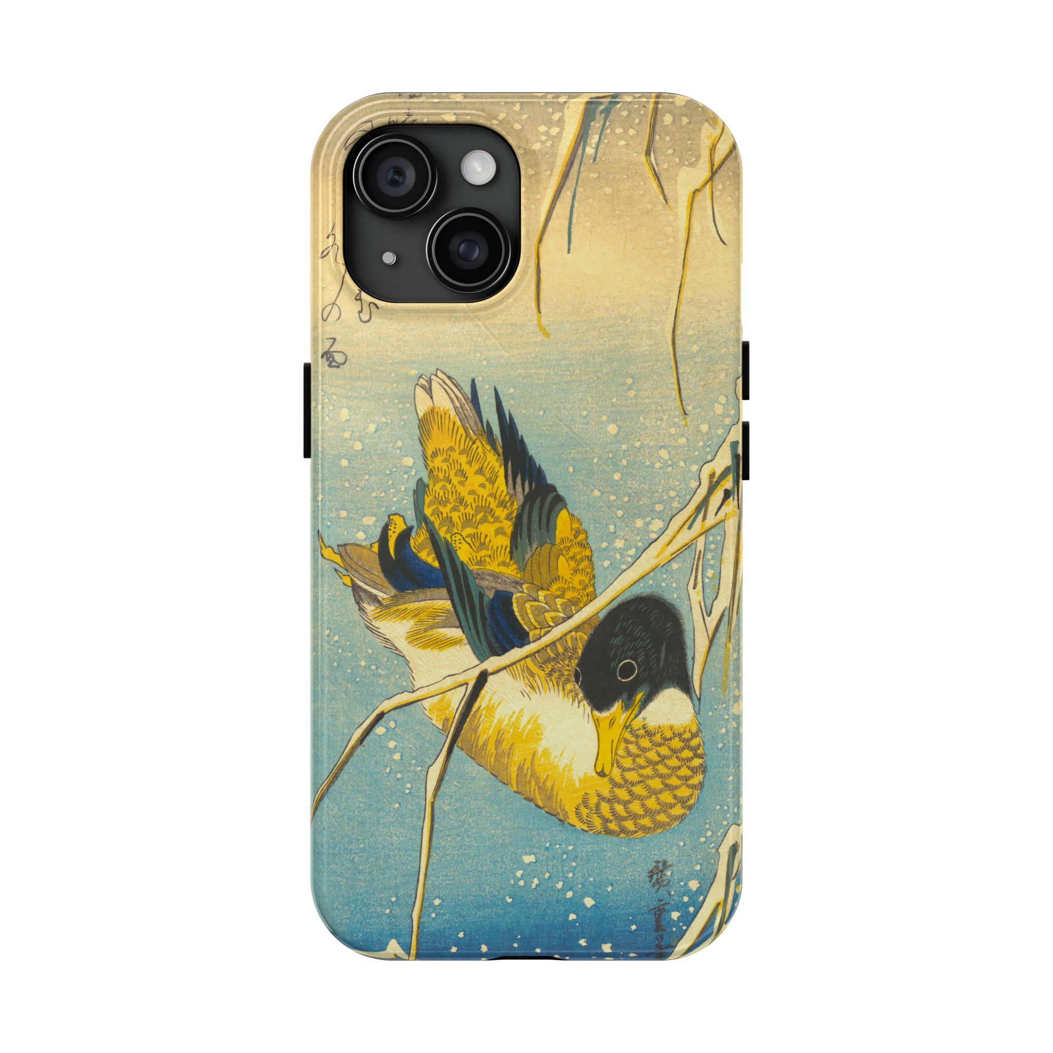 Hiroshige, Mallard Duck and Snow Covered Reeds Tough Phone Case - Image 21