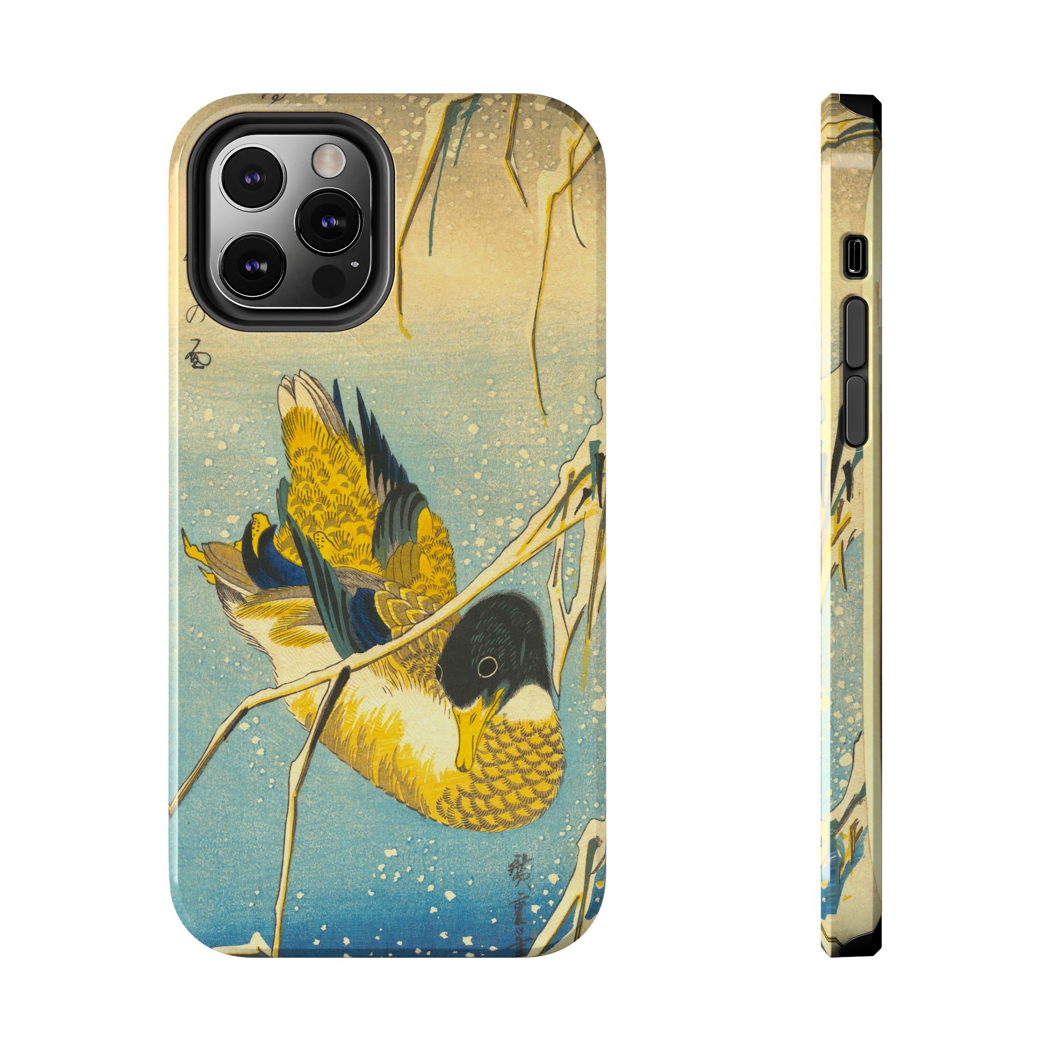 Hiroshige, Mallard Duck and Snow Covered Reeds Tough Phone Case - Image 11