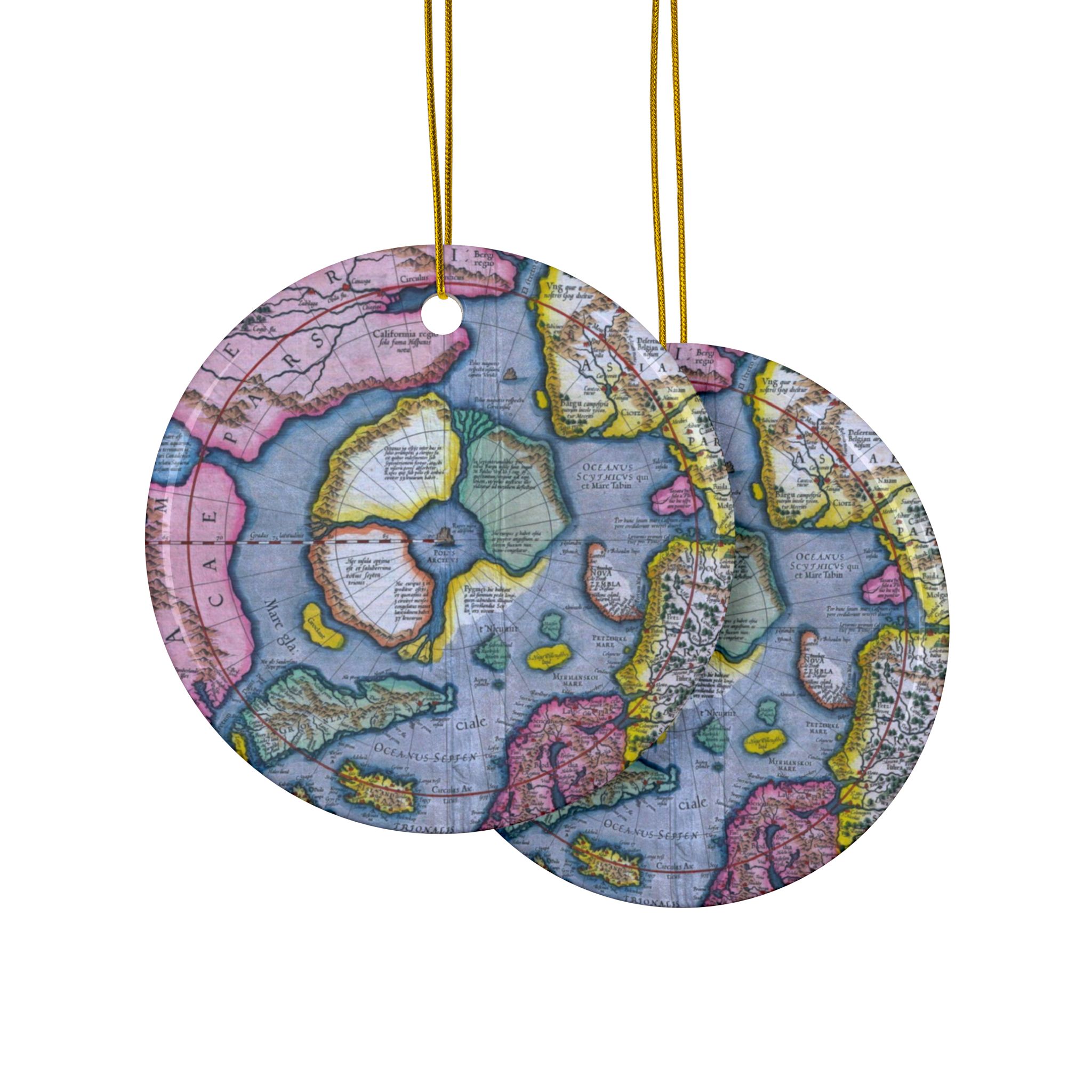 The First Map of the North Pole 3" Ceramic Ornament - Image 2