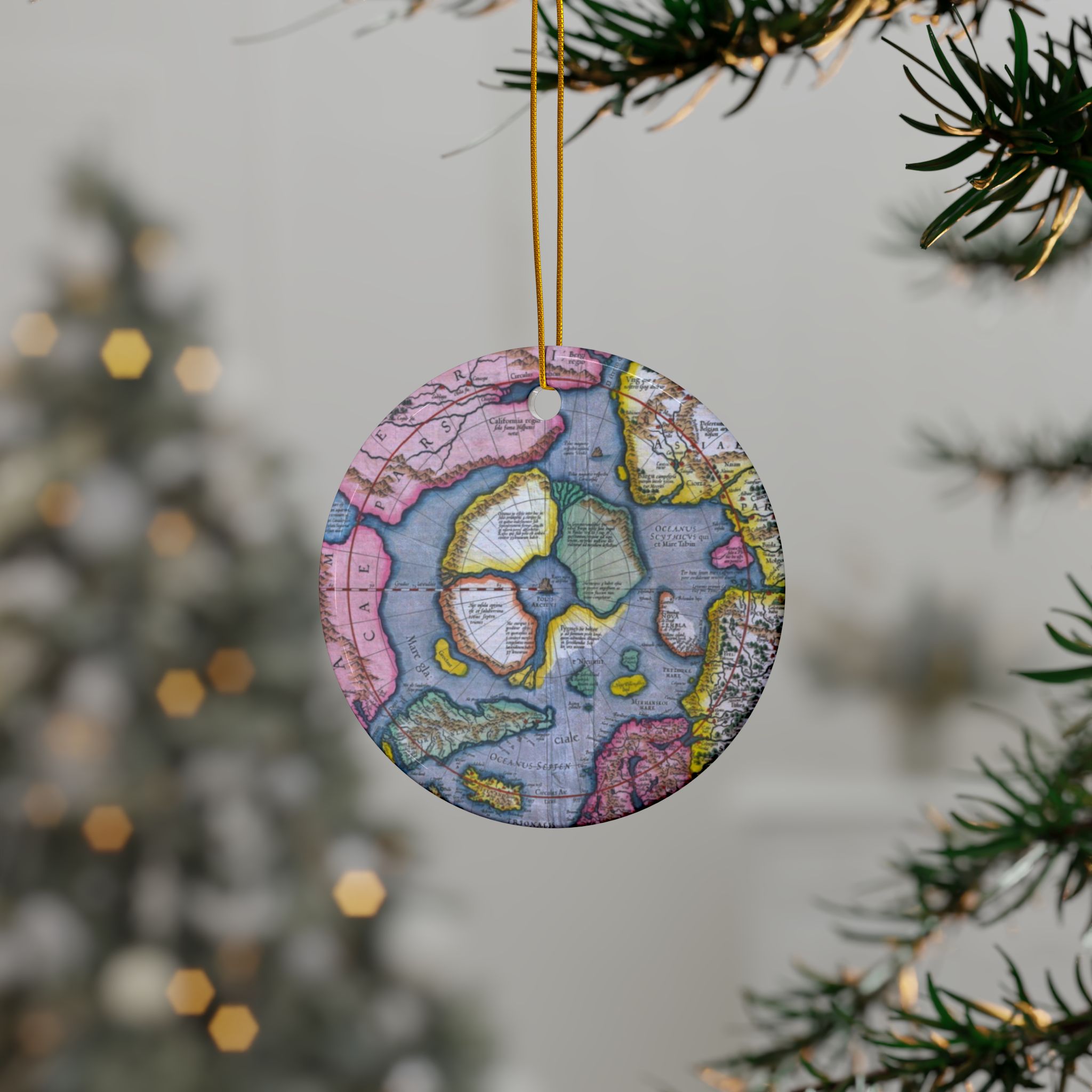 The First Map of the North Pole 3" Ceramic Ornament - Image 3